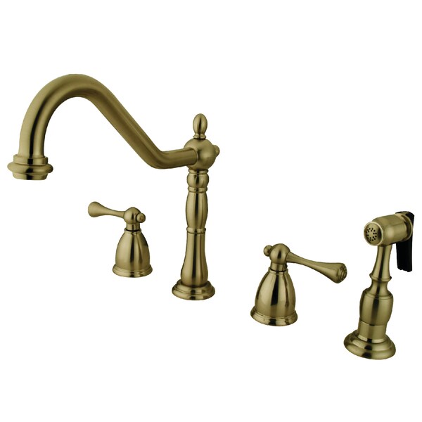 Kingston Brass Widespread Kitchen Faucet, Antique Brass KB1793BLBS - main